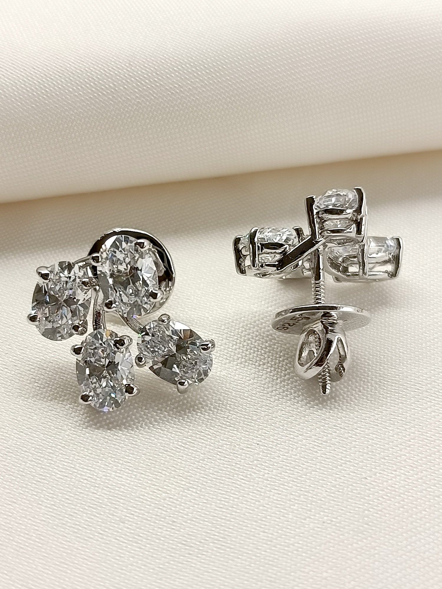 Nirvi 92.5 Silver Swarovski Stone Tops - qivii