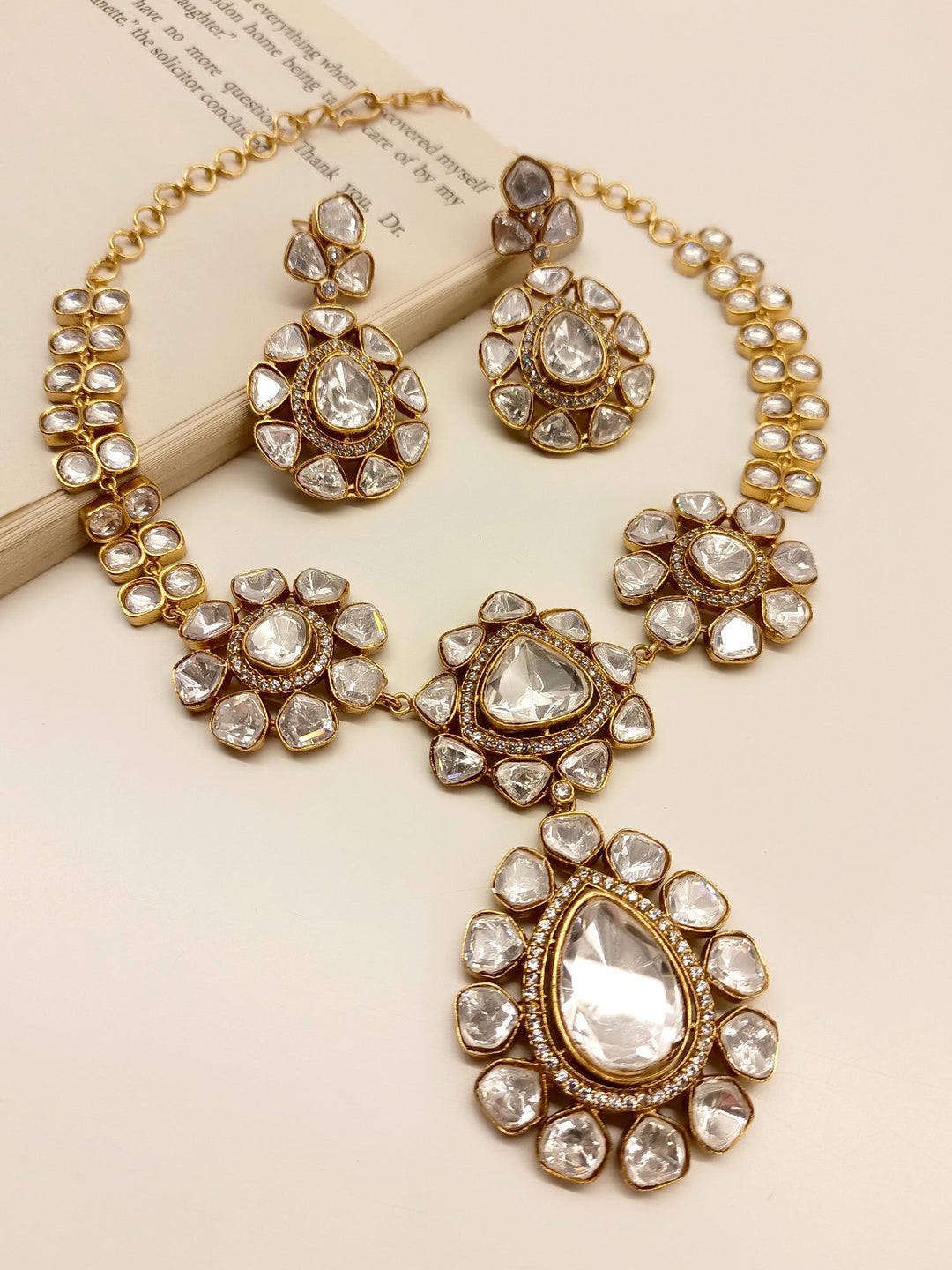 Doris White Kundan Necklace Set