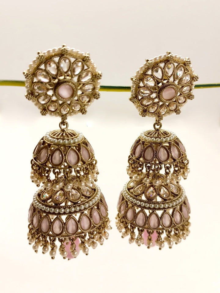 Tess Baby Pink Polki Jhumki