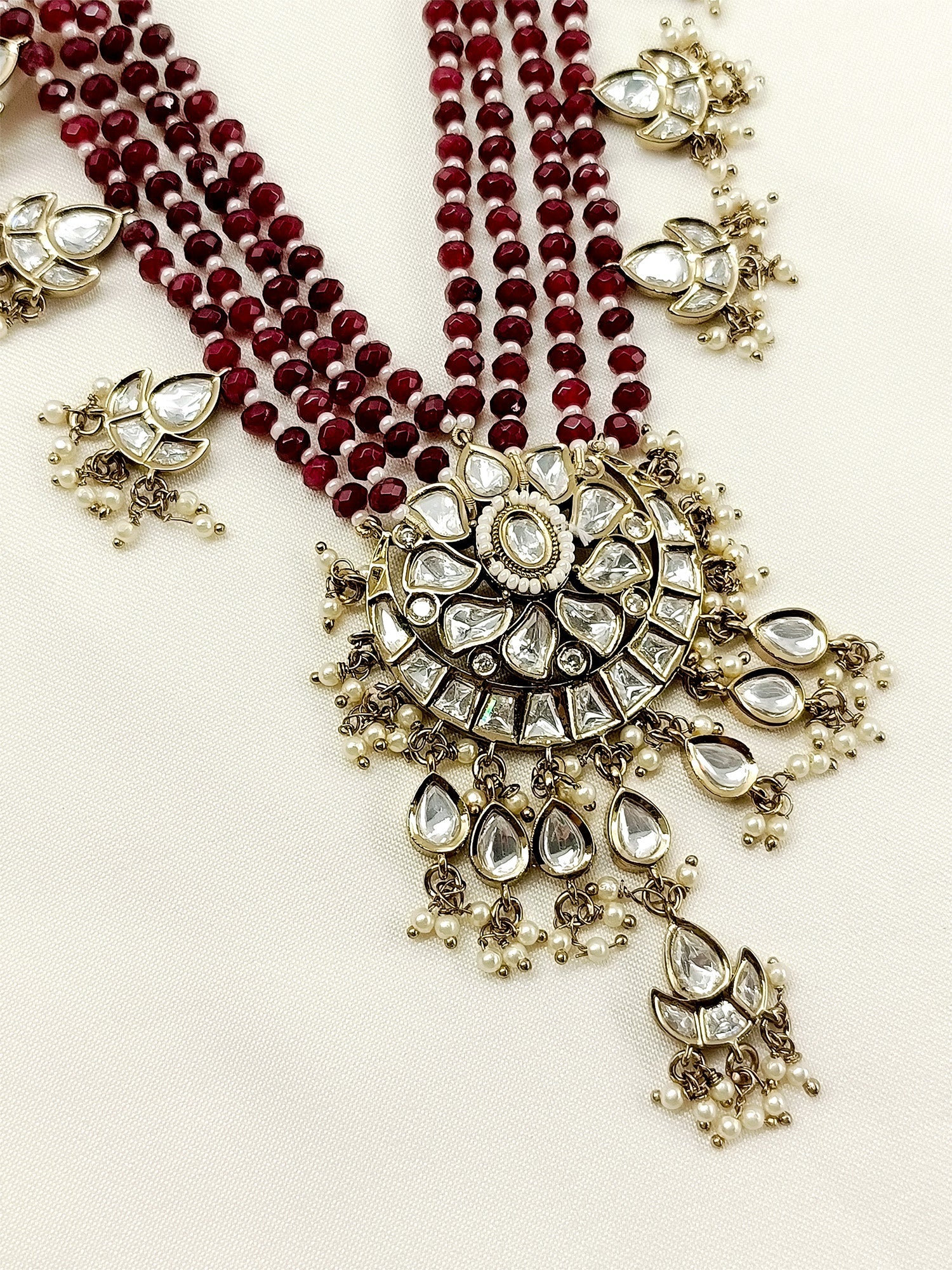 Sourya Maroon Groom Beads Neckpiece