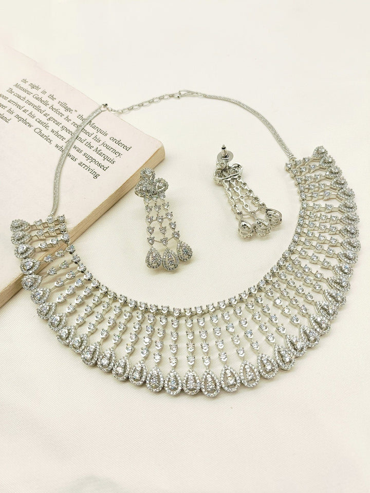 Salome White American Diamond Necklace Set