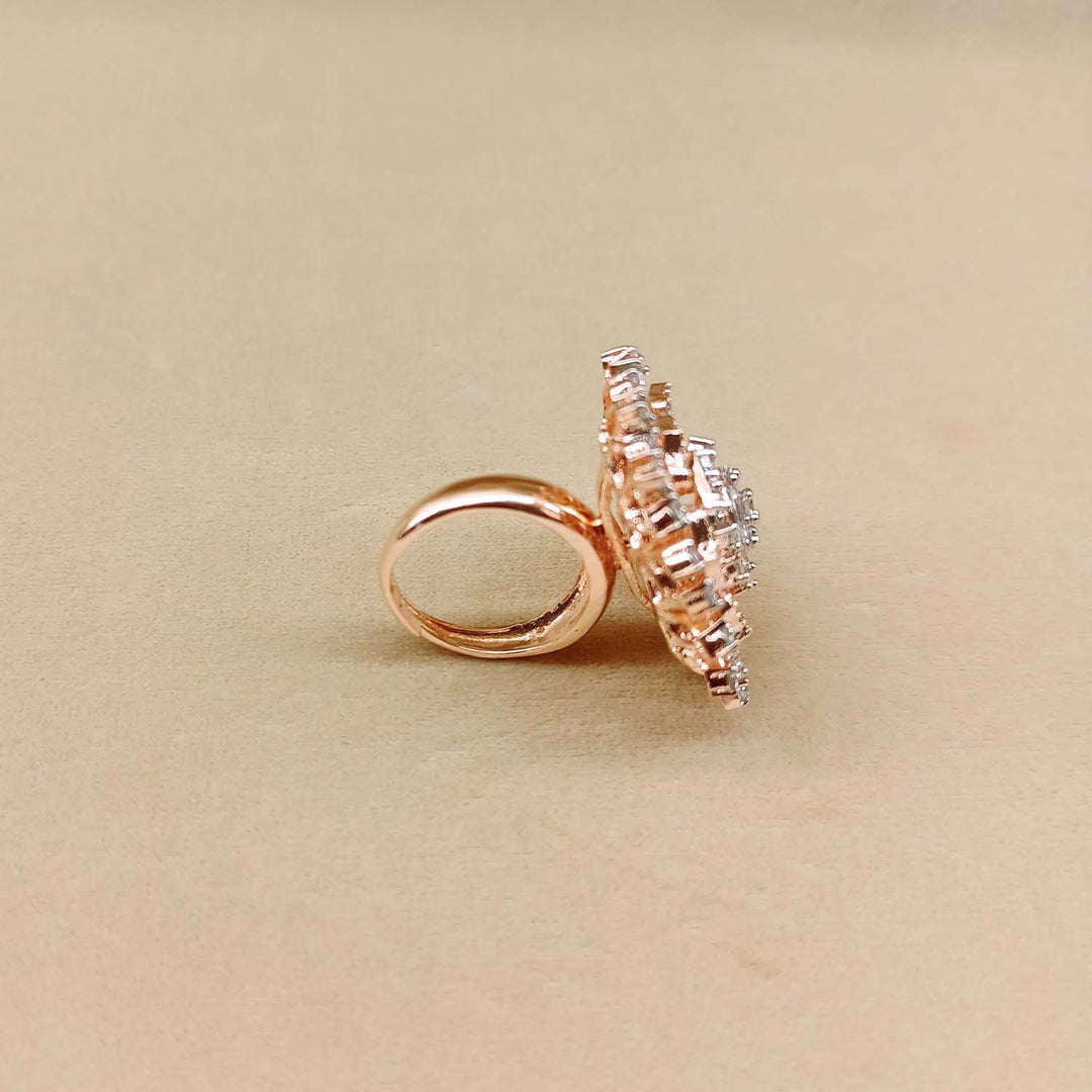 Beautiful Bhanushri Rose Pink American Diamond Ring with sparkling gemstones