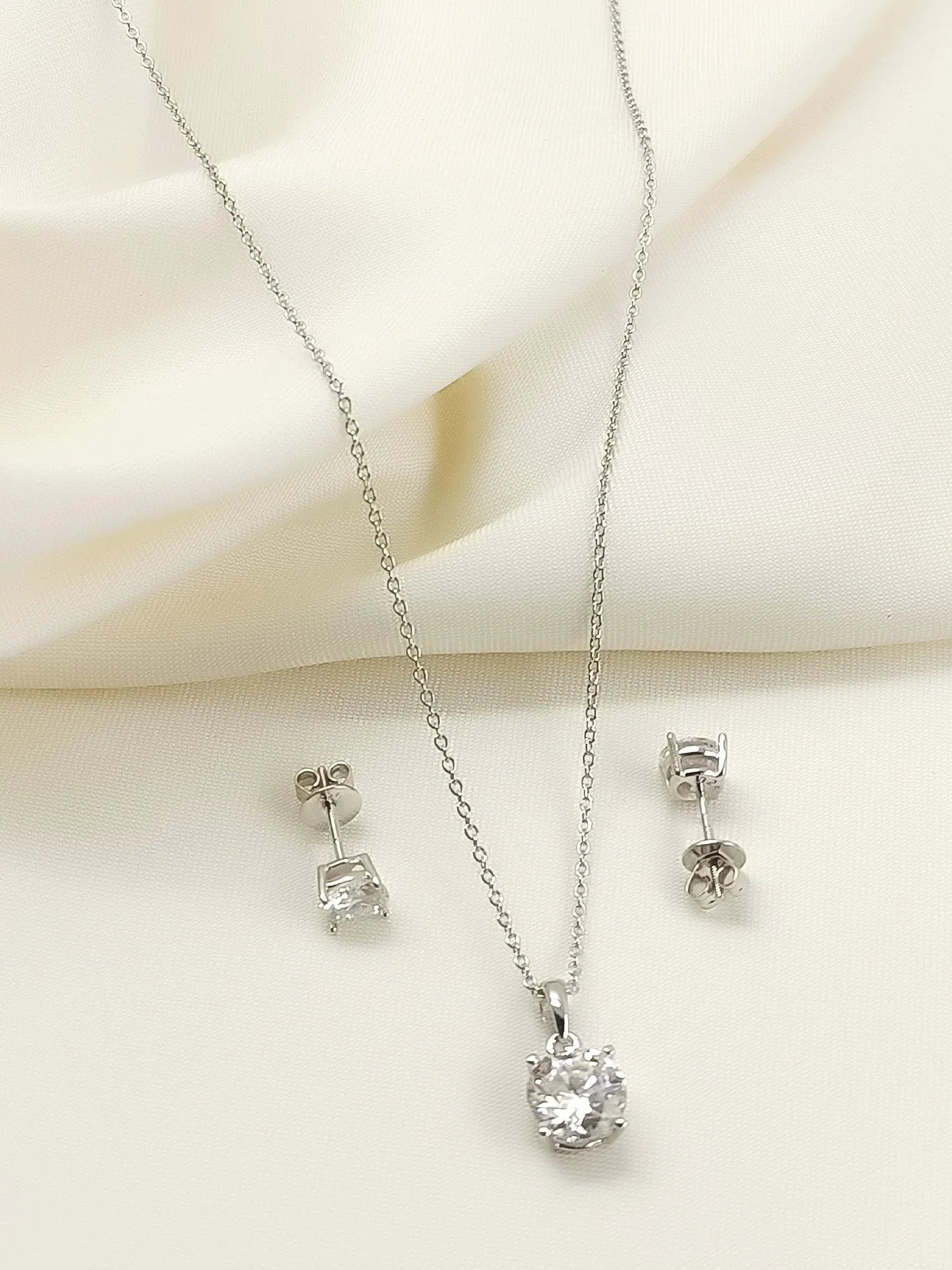 Biana 92.5 Silver American Diamond Pendant Set