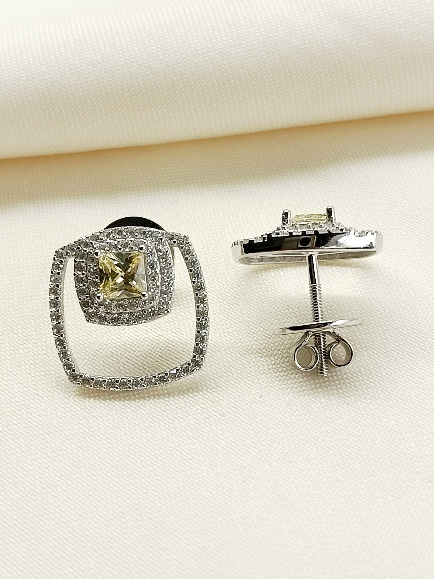 Nitya Yellow 92.5 Silver Swarovski Stone Tops - qivii