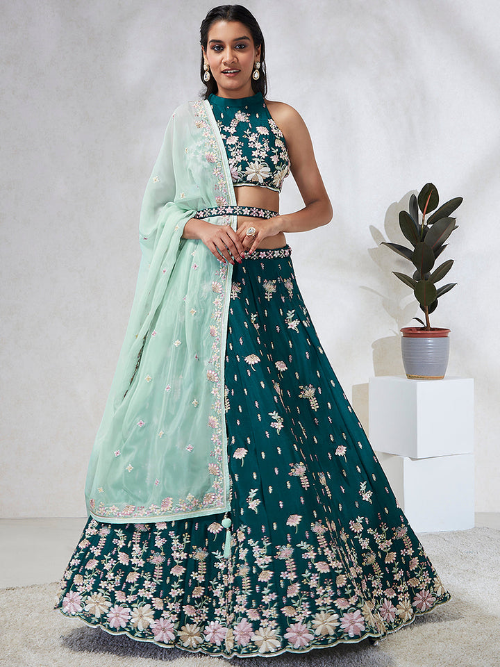 Georgette Sequins with Heavy Zarkan Embroidered Stitched Lehenga choli