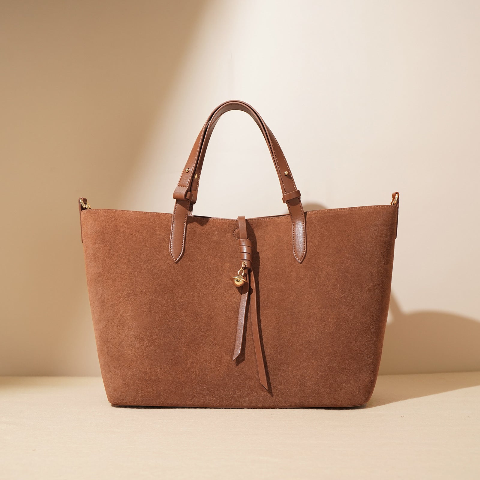 Ounamei Genuine Leather Suede Tote Bucket Bag for Women | Large Capacity Retro Shoulder & Handbag, Elegant Autumn Winter Design