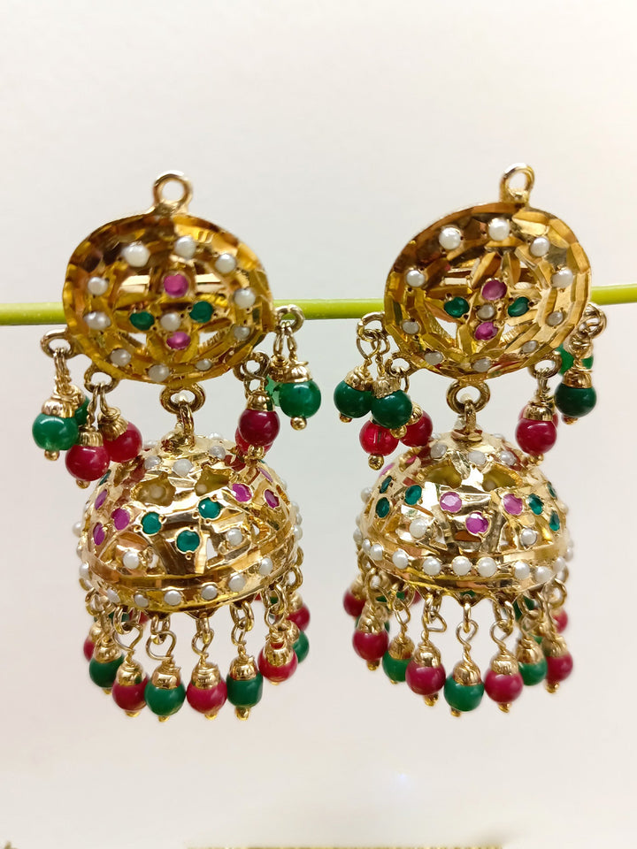 Fatemah Ruby & Green Jadau Jhumki