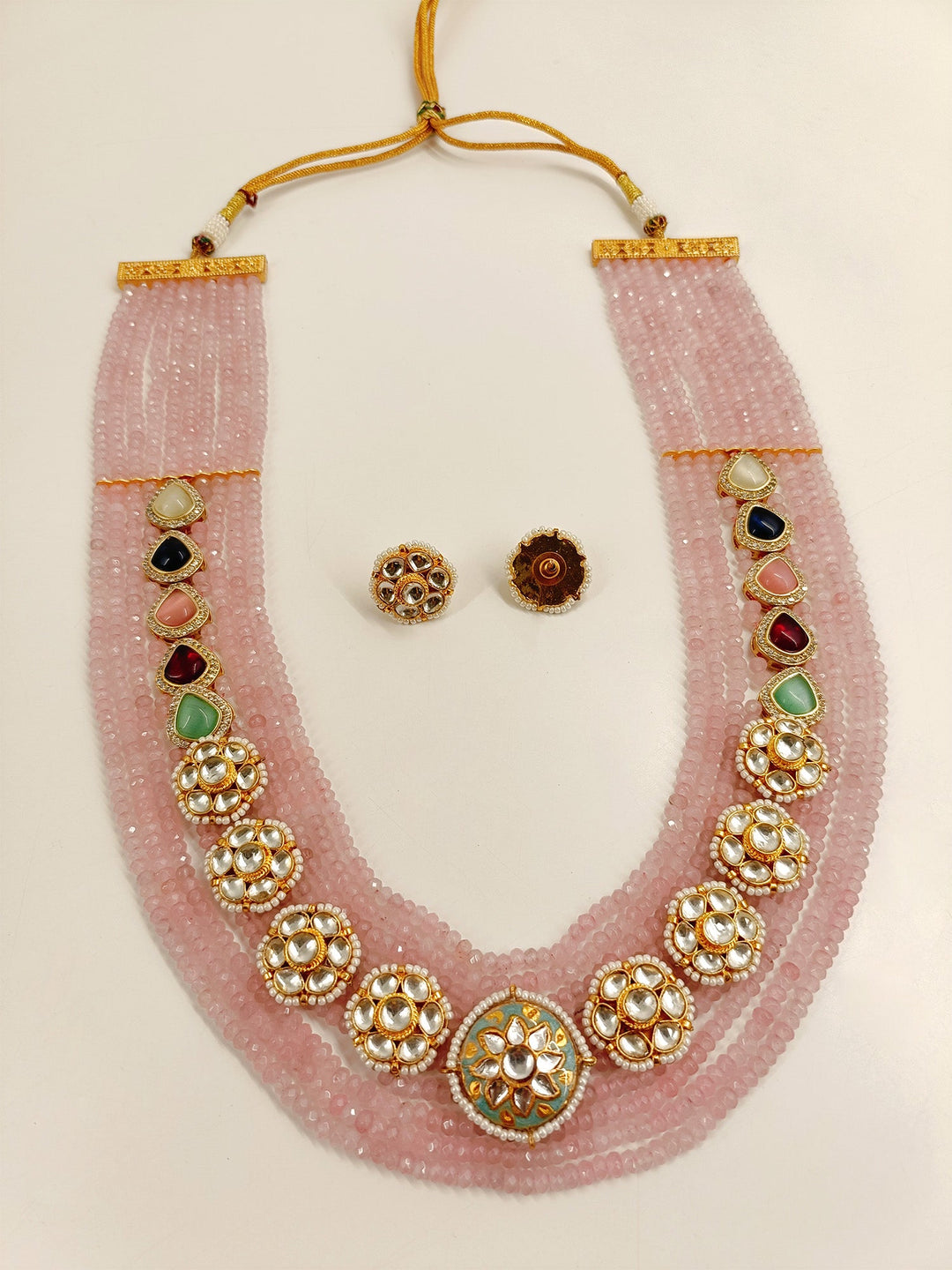 Kaila Pink Long Kundan Set