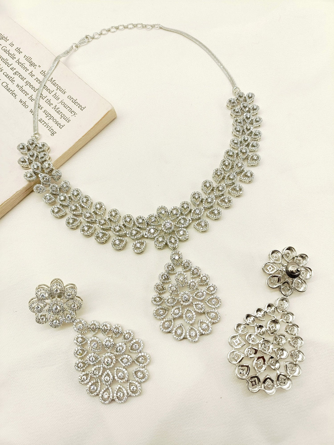 Mariam White American Diamond Necklace Set