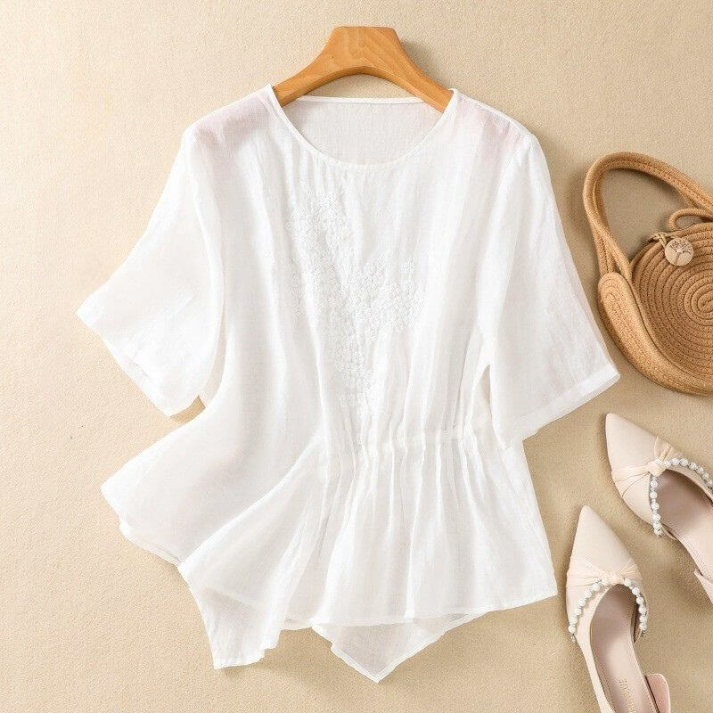 Elira Cotton-Linen Blouse  - By Qivii