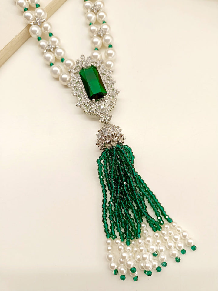 Hafiza Emerald American Diamond Neckpiece