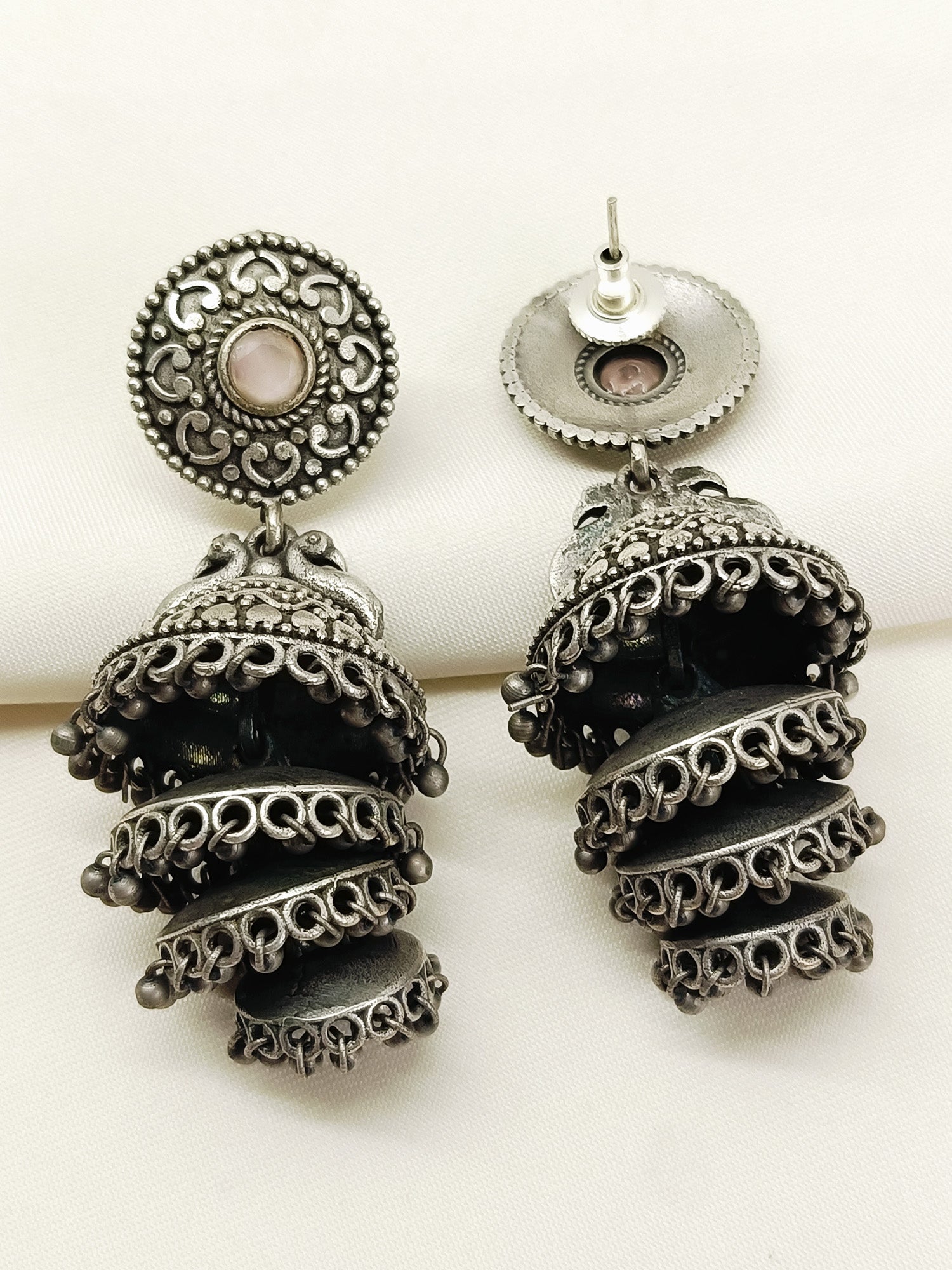 Suravi Pink Oxidized Jhumki