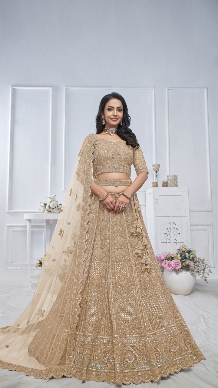 Golden Embroidered Bridal lehenga