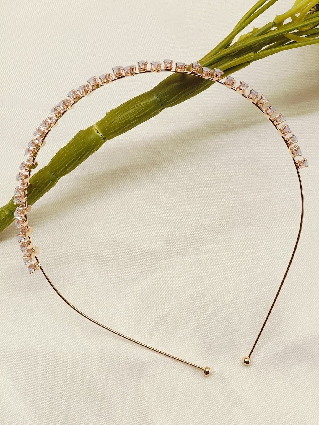 Navya American Diamond Rose Gold Plated Hair Band