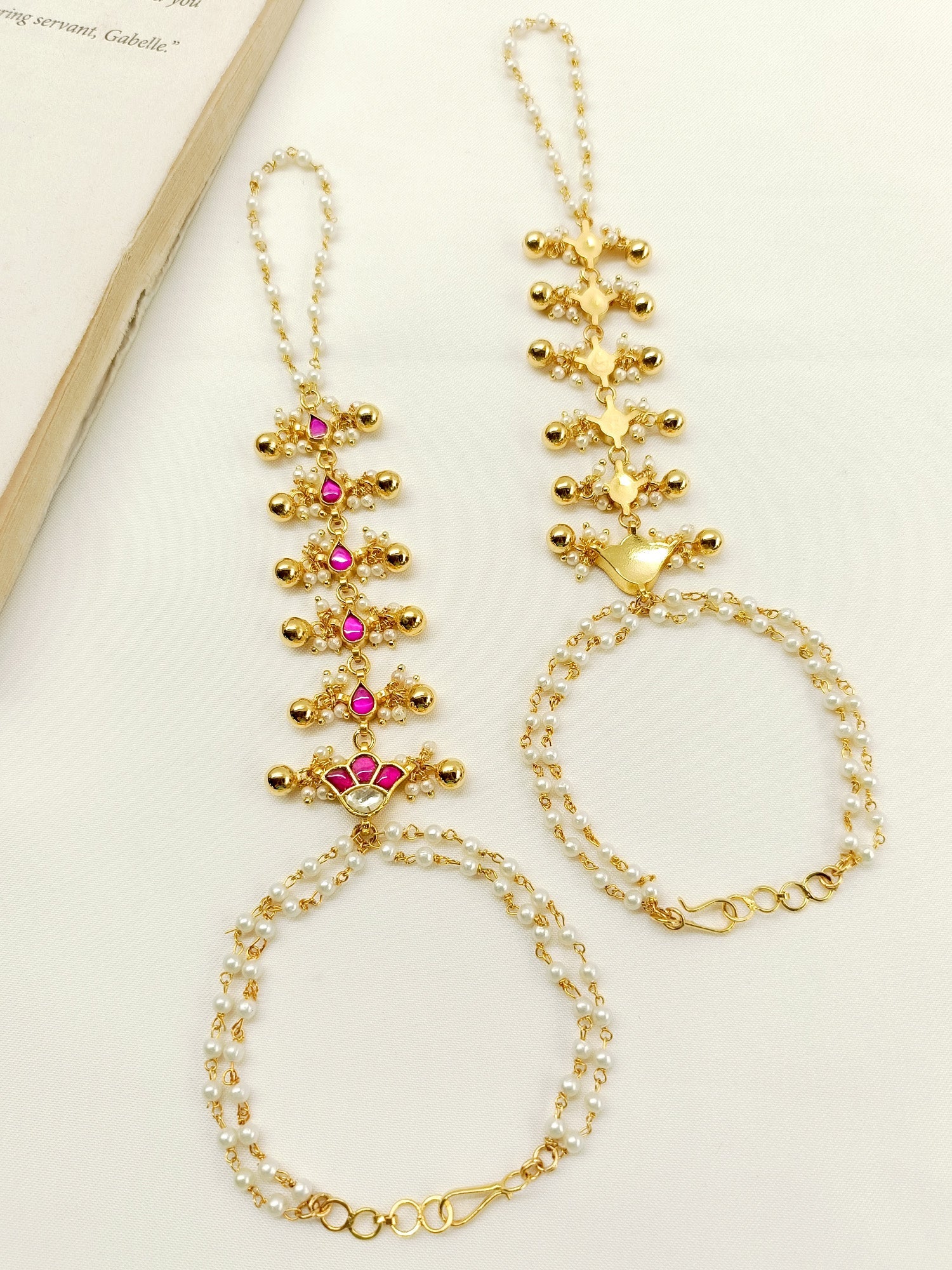 Jiyana Ruby Kundan Hathphool Set Of 2