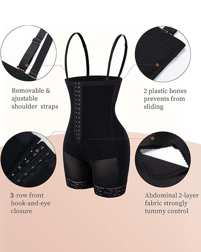 Shapshe® Tummy Control Body Shaper Butt Lifter Thigh Slimmer Faja Plus Shapewear with Zipper Crotch  - By Qivii