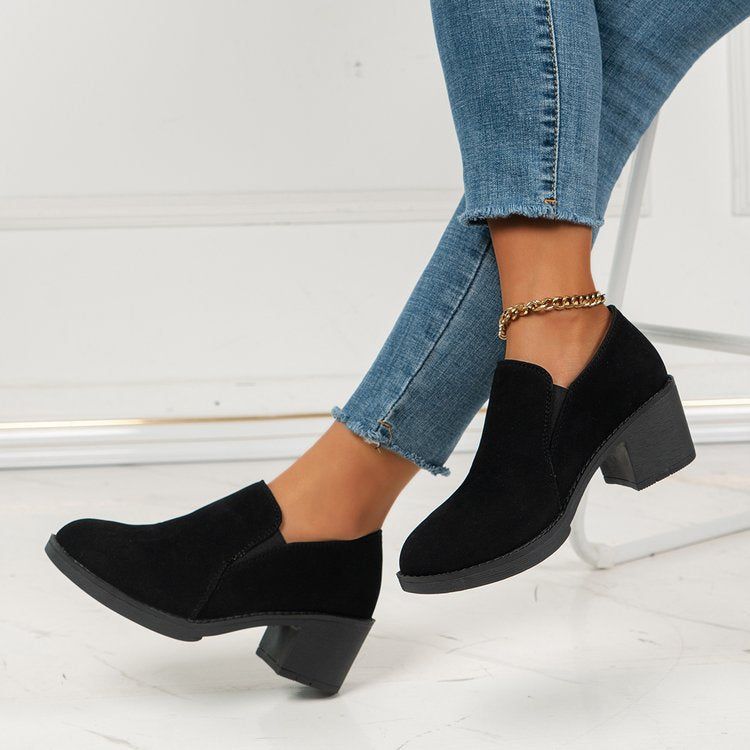 Women's London Slip-On Loafer - Mid Heel Professional Deep Vamp Flat (US 4-10.5)