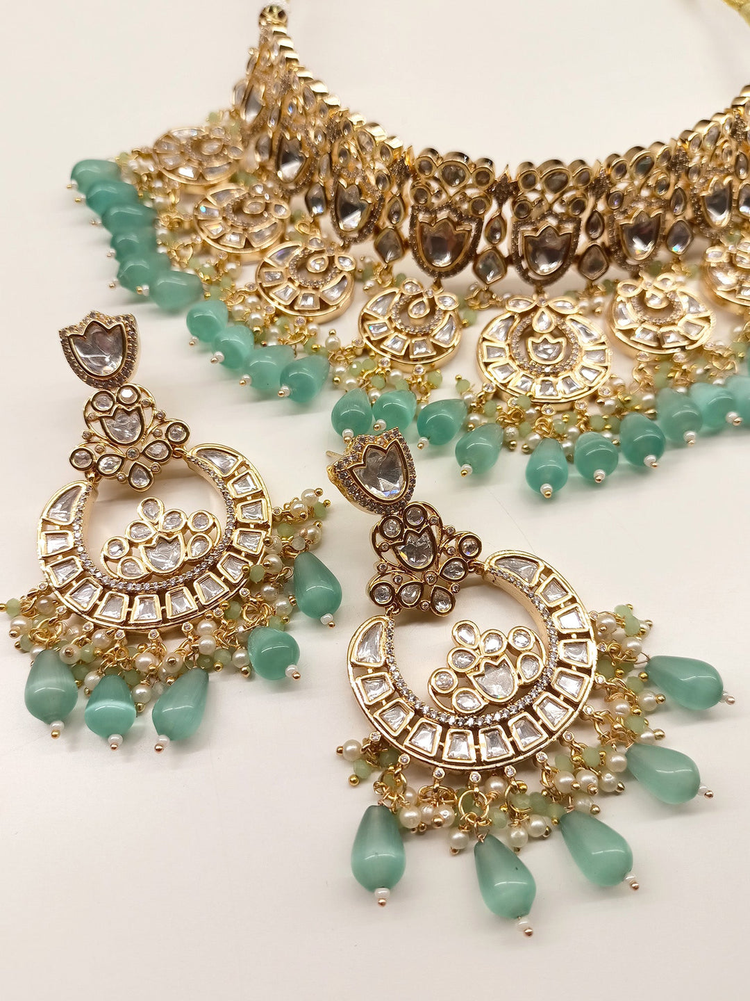 Zaida Mint Green Kundan Necklace Set