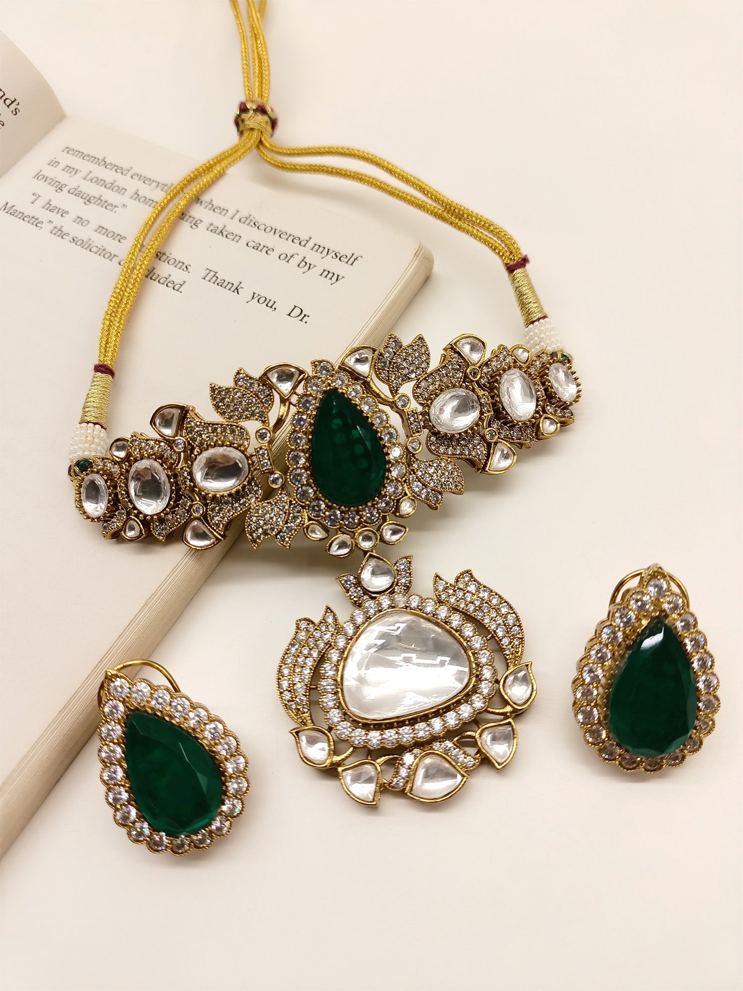 Mary Green Polki Choker Set - qivii