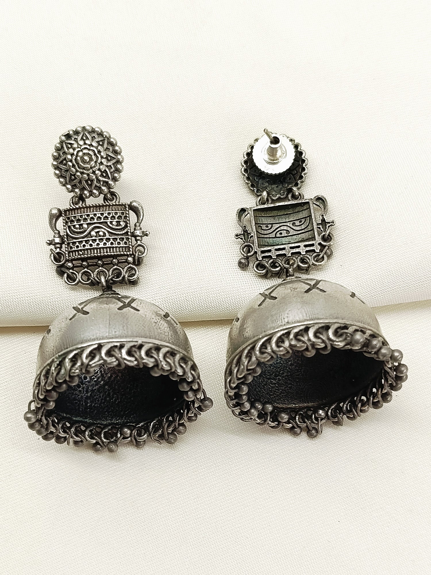 Jyeshtha Plain Oxidized Jhumki