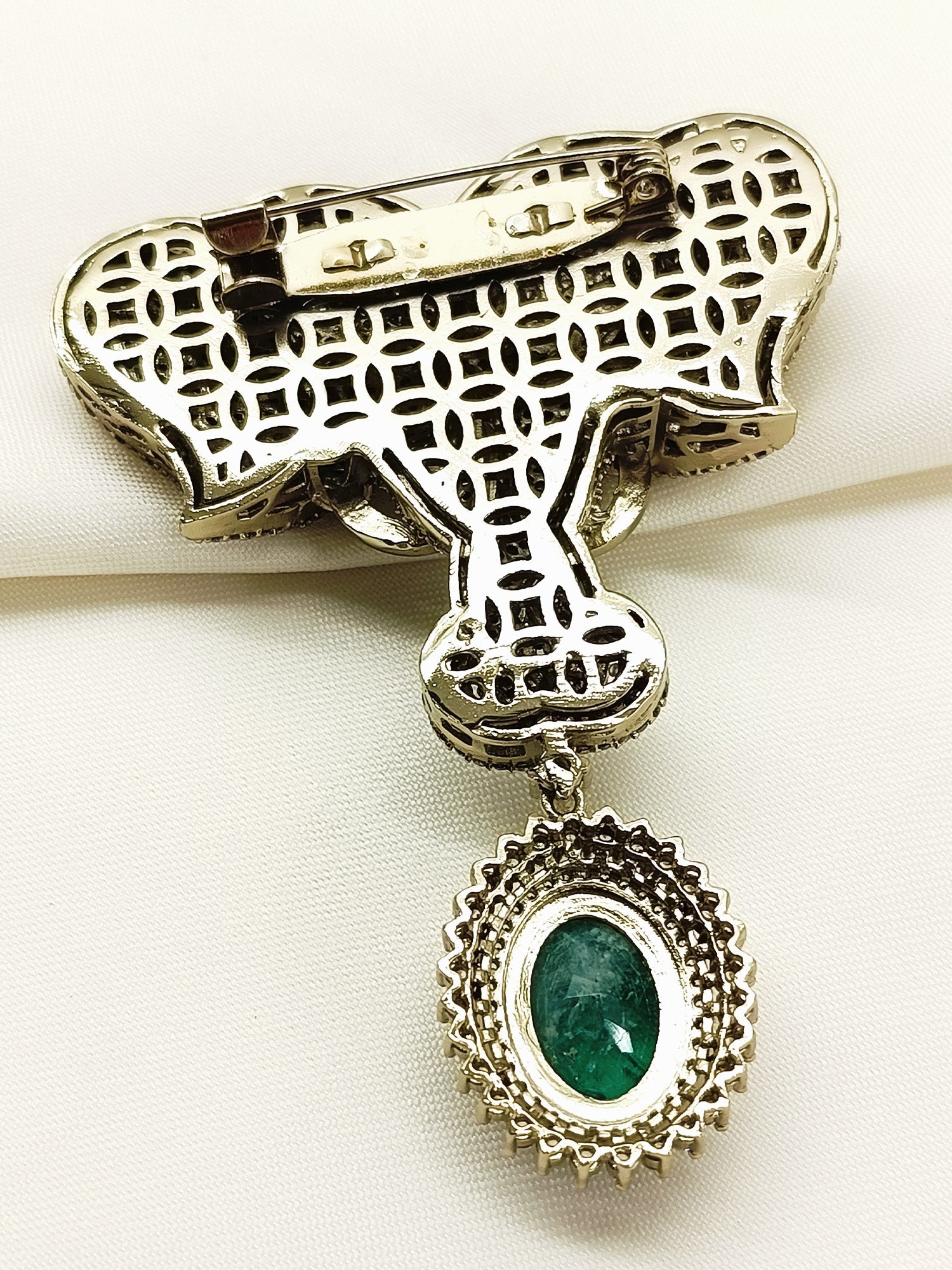 Darsh Green Elephant Brooch