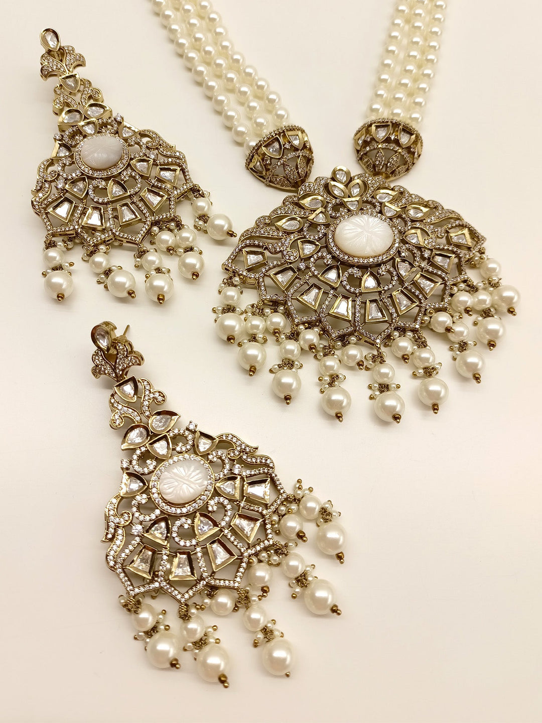 Shubhika Kundan Polki Long Necklace Set