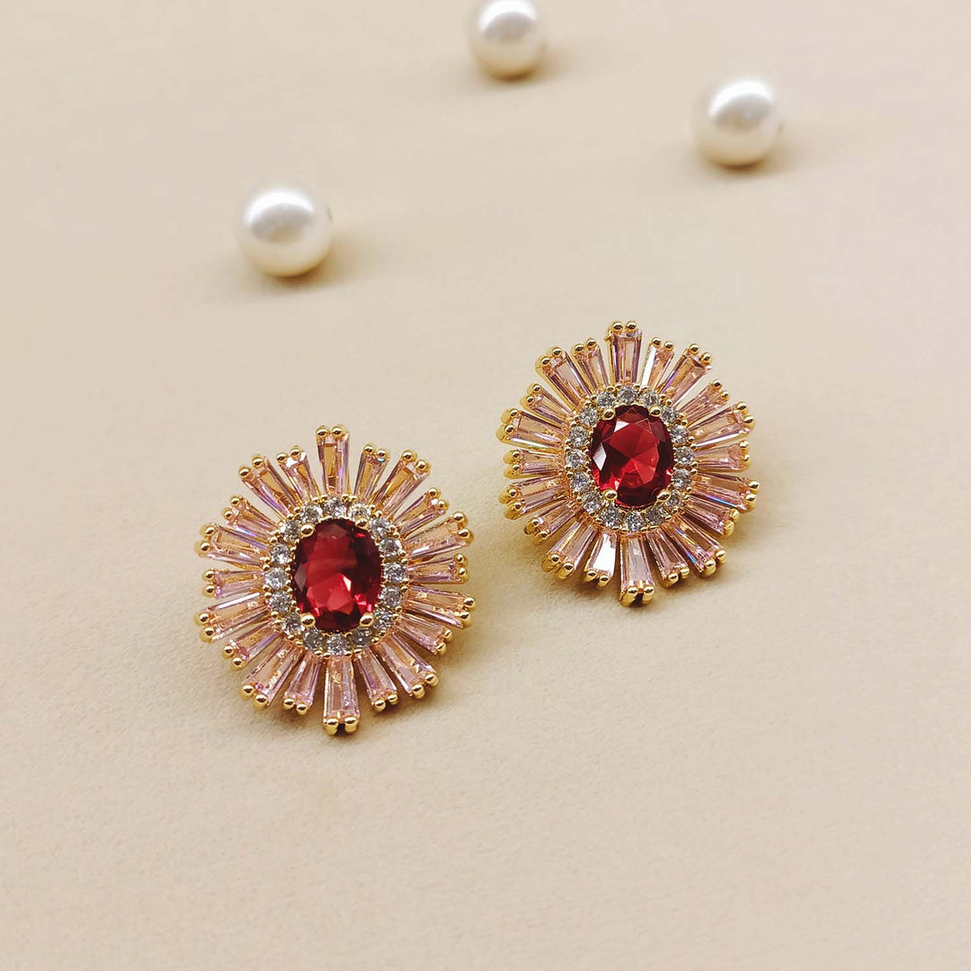 Palak Rose Pink American Diamond Rose Plated Tops