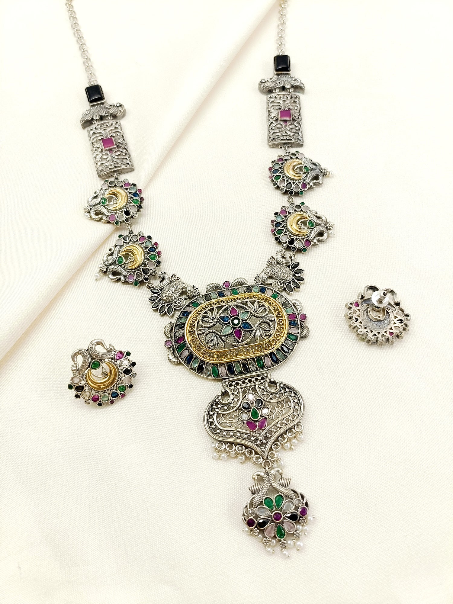 Miya Multi Colour Oxidized Necklace Set