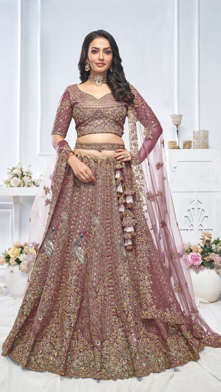 Dark Purple bridal wear lehenga