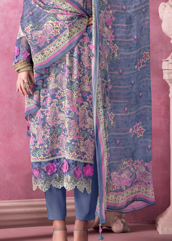 Stunning Light Voilet Salwar Kameez with Embroidered Design