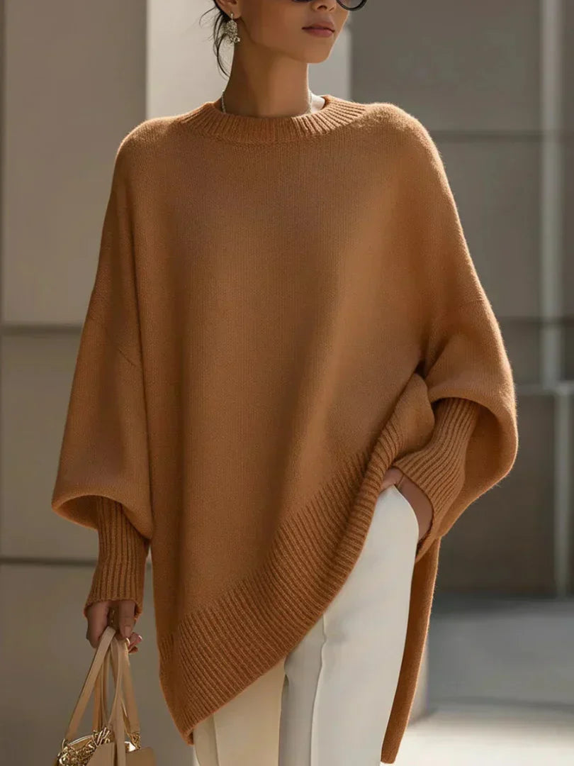 Mona | Cozy Oversized Knit Poncho Sweater by Qivii