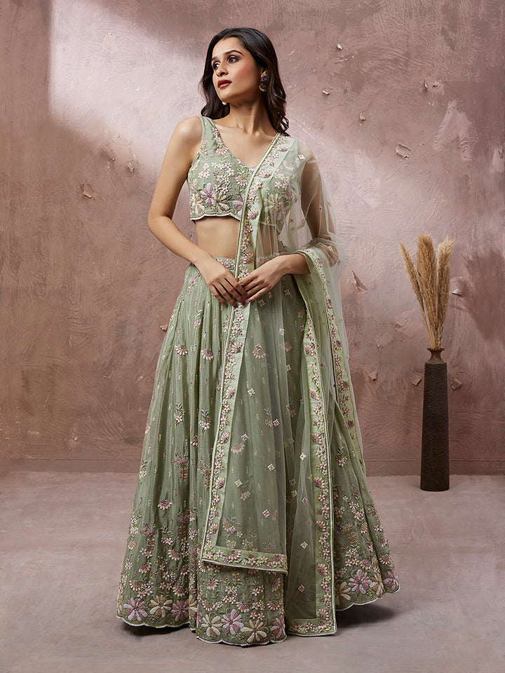 Georgette Sequins with Heavy Zarkan Embroidery Stitched Lehenga choli