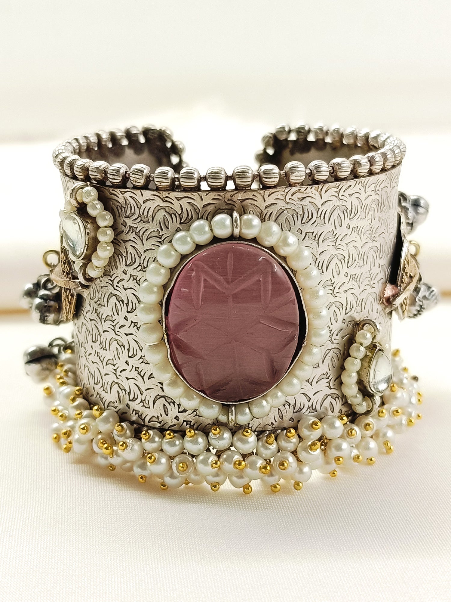 Tarunika Pink Oxidized Bracelet