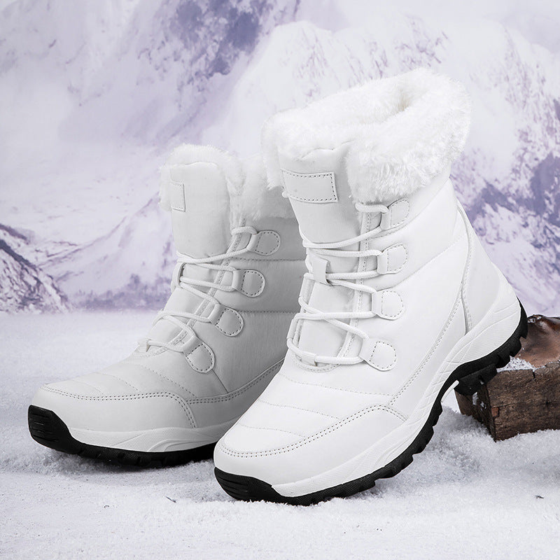 Women's Thermal Winter Hiking Boots - High-Cut Fleece Lined Snow Boots (Pink, White & Black - US 5-10)