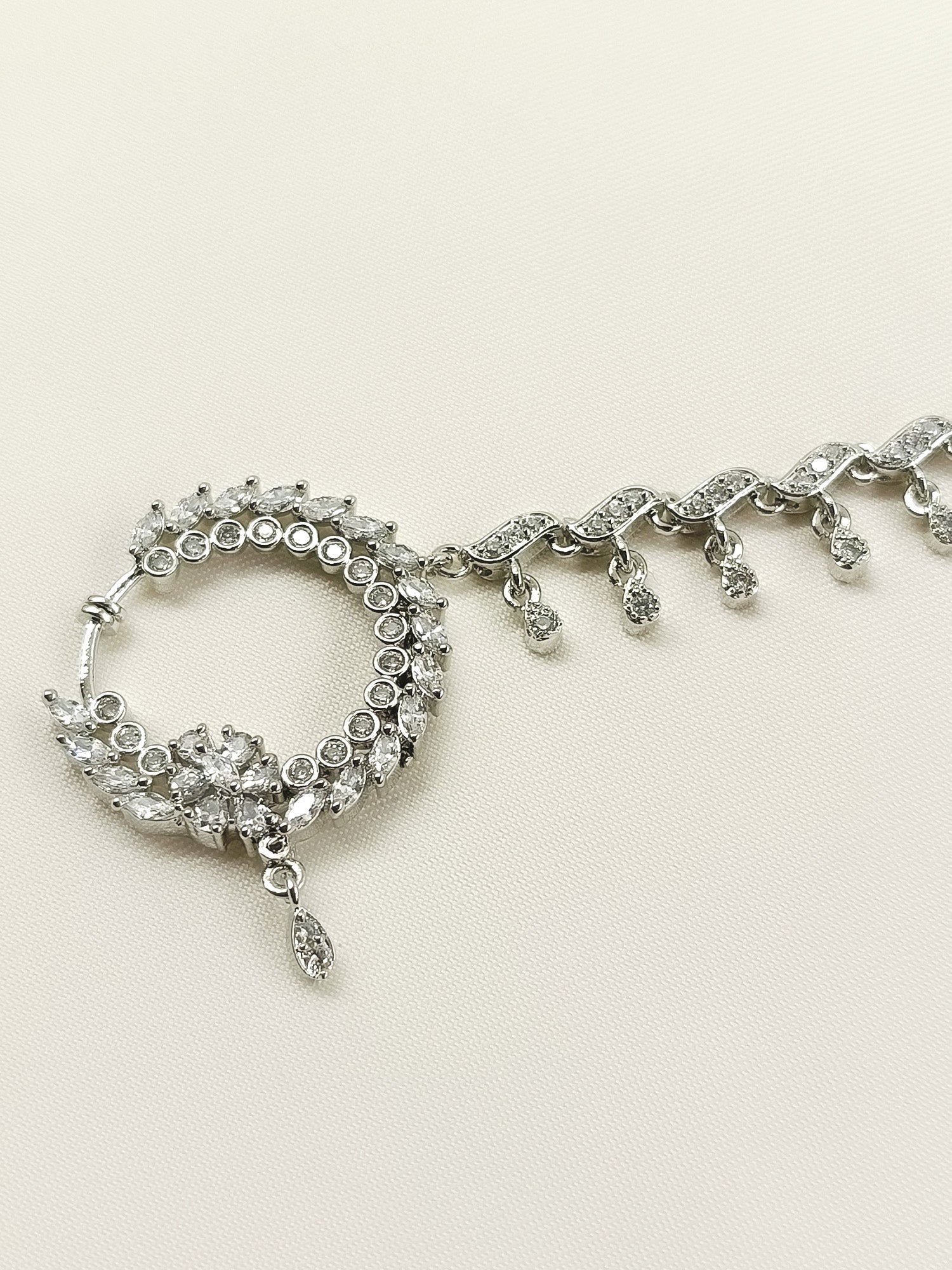 Gunjan White American Diamond Nath