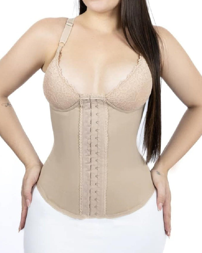 Shapshe® Seamless Satin 18 Steel Bone Corset Vest Lace Cups Bustier Top  - By Qivii