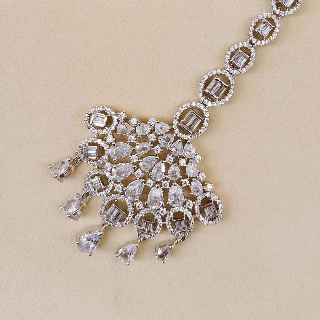 Taniya American Diamond Silver Plated Beautiful Teeka