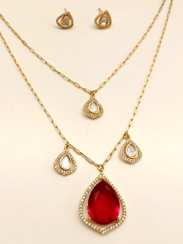 Dani Ruby Double Layerd Kundan Pendant Set