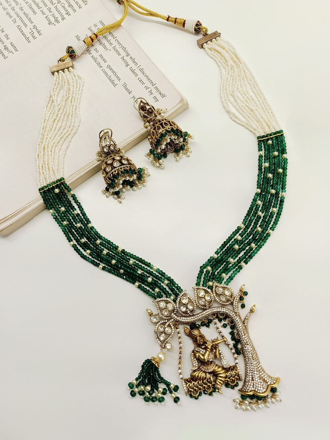 Vriti Green Krishna Ji Long Victorian Set