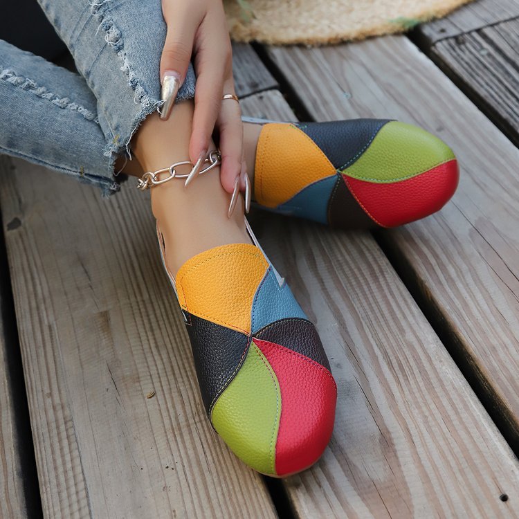 Women’s Norielle Slip-On Colorblock Loafers – Round Toe Casual Flat Shoes (US 5–10.5)