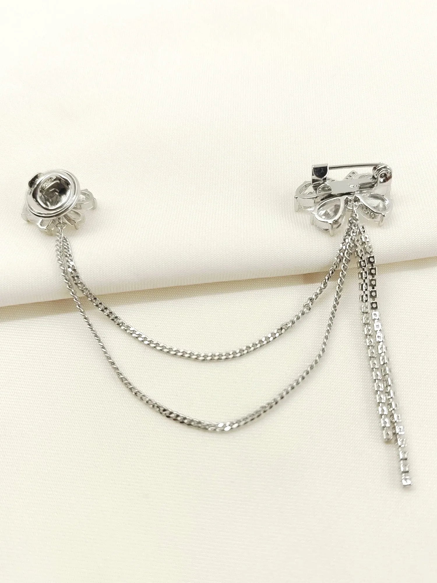 Nainsi Silver Butterfly Brooch Pin With Chain