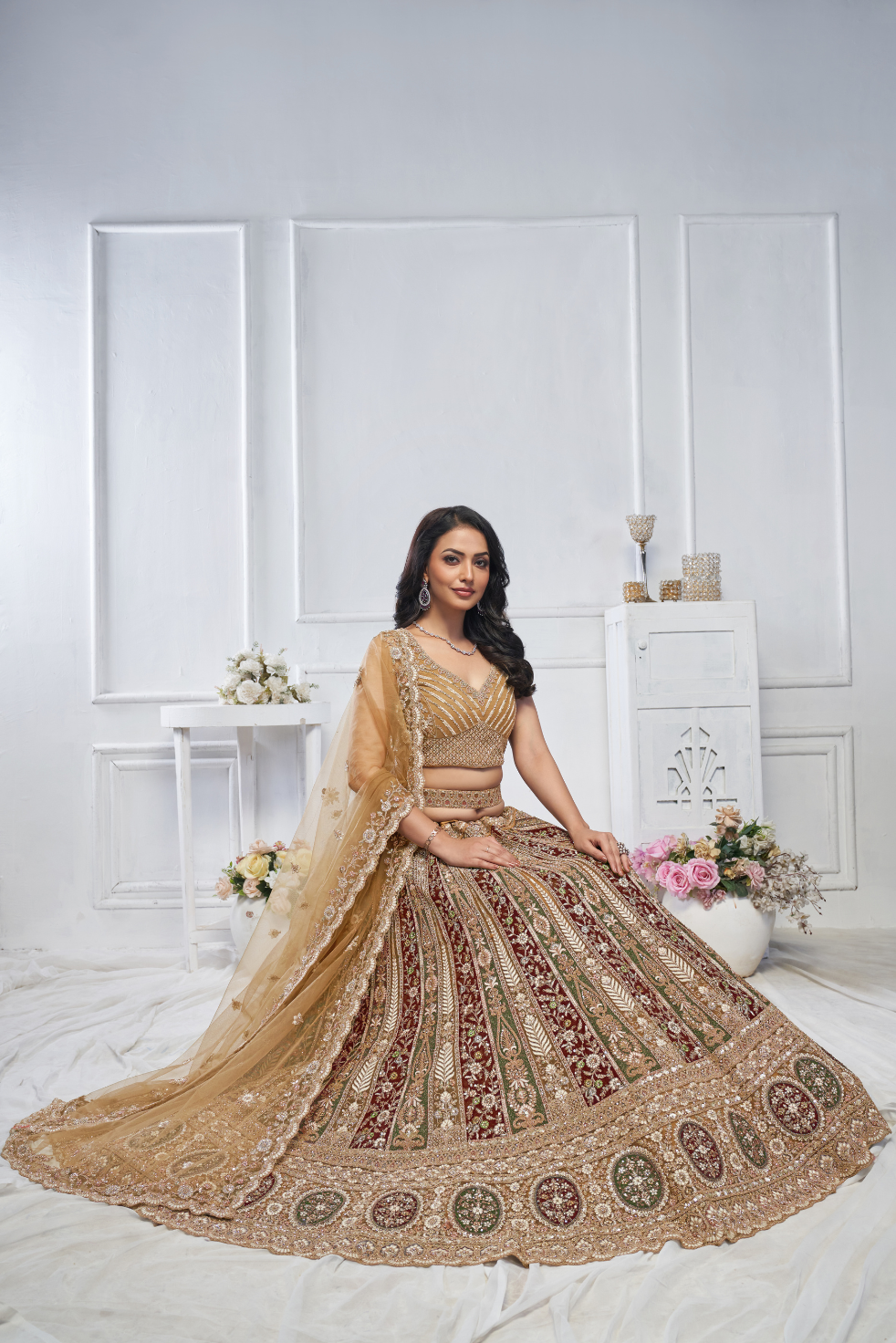 Majestic Brown Bridal Lehenga with Intricate Details - qivii