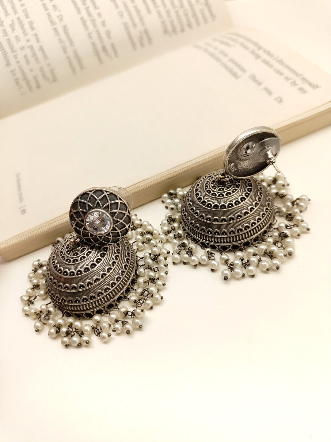 Dhun White Oxidized Jhumki