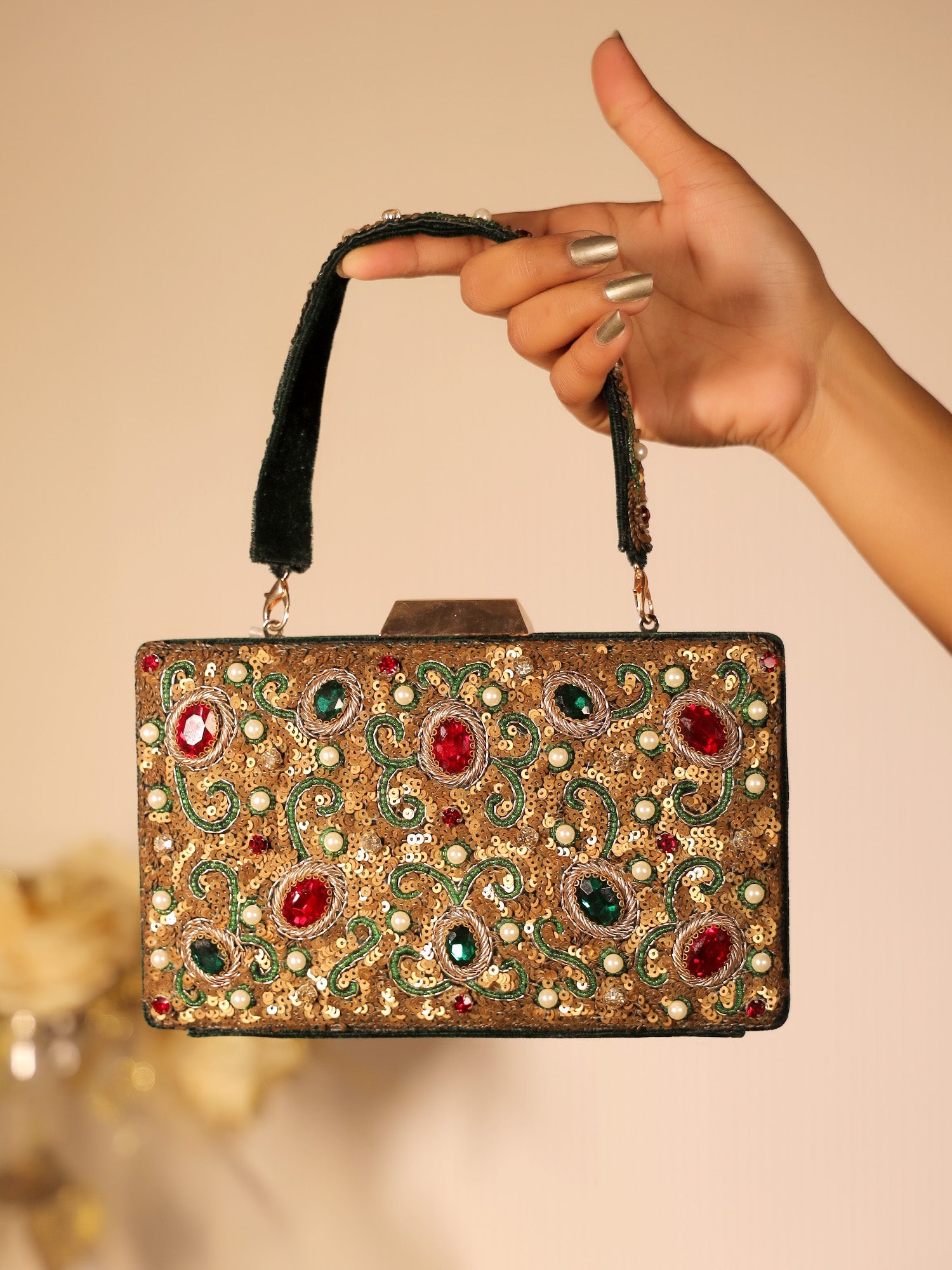 Zikar Green Evening Clutch - qivii