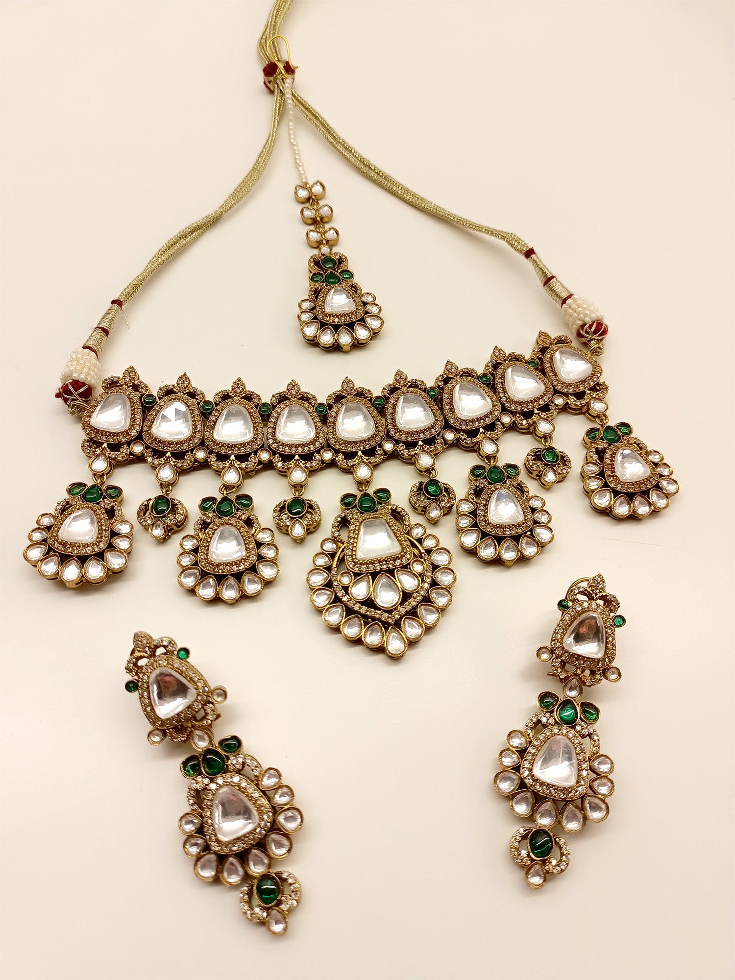 Devi Green Kundan Choker Set - qivii