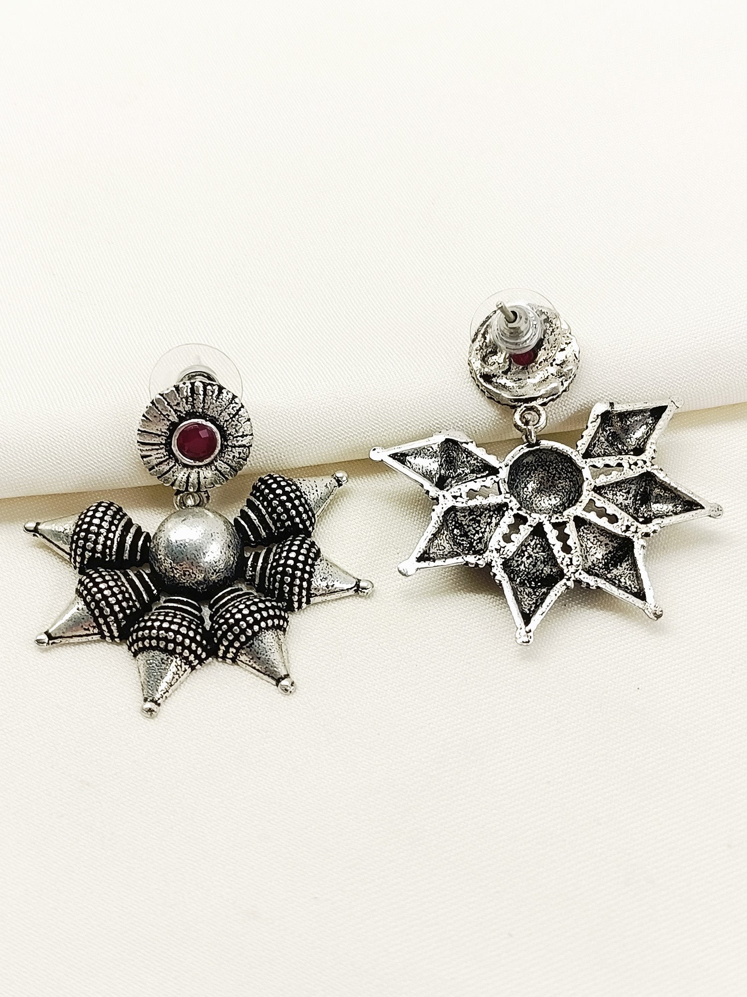 Lalasa Ruby Oxidized Earring