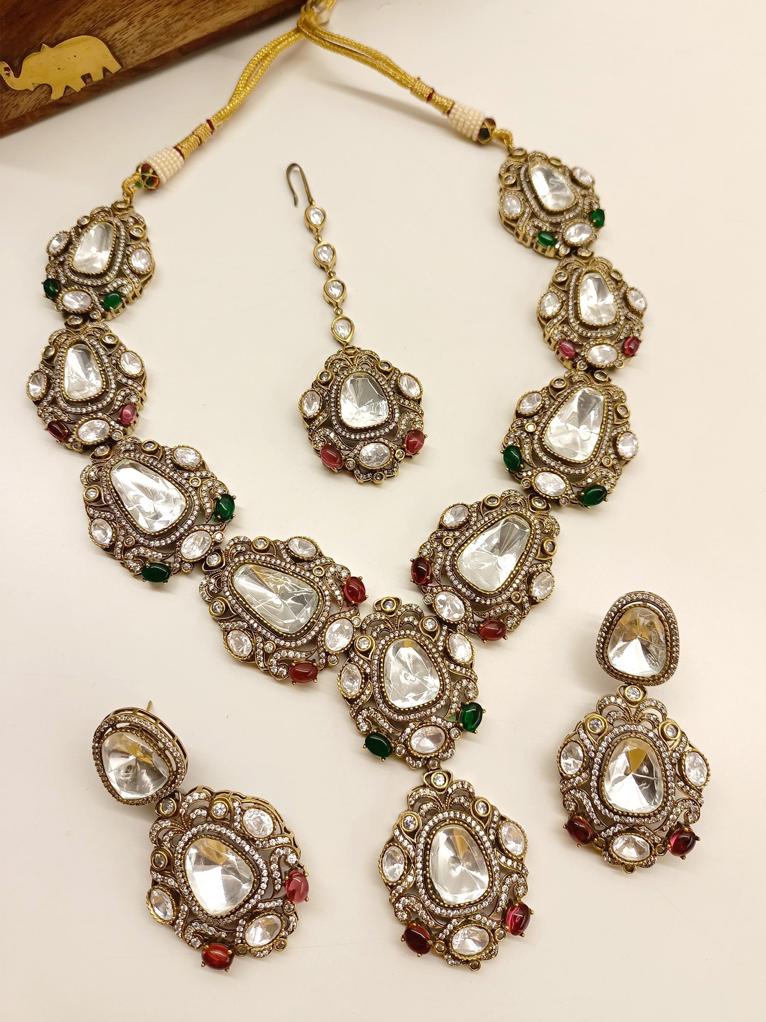 Nusrat M & G Kundan Polki Set - qivii