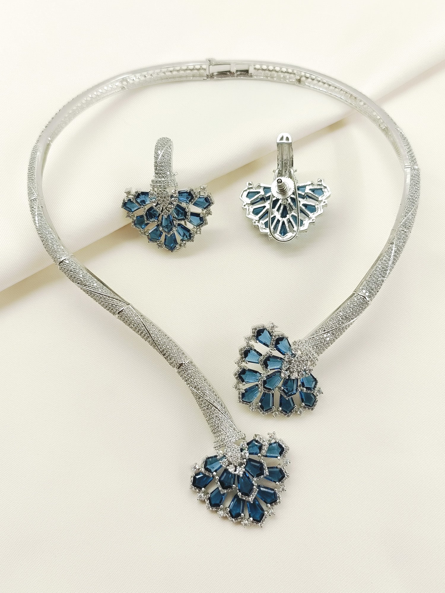 Darshika Blue American Diamond Hasli Styled Set