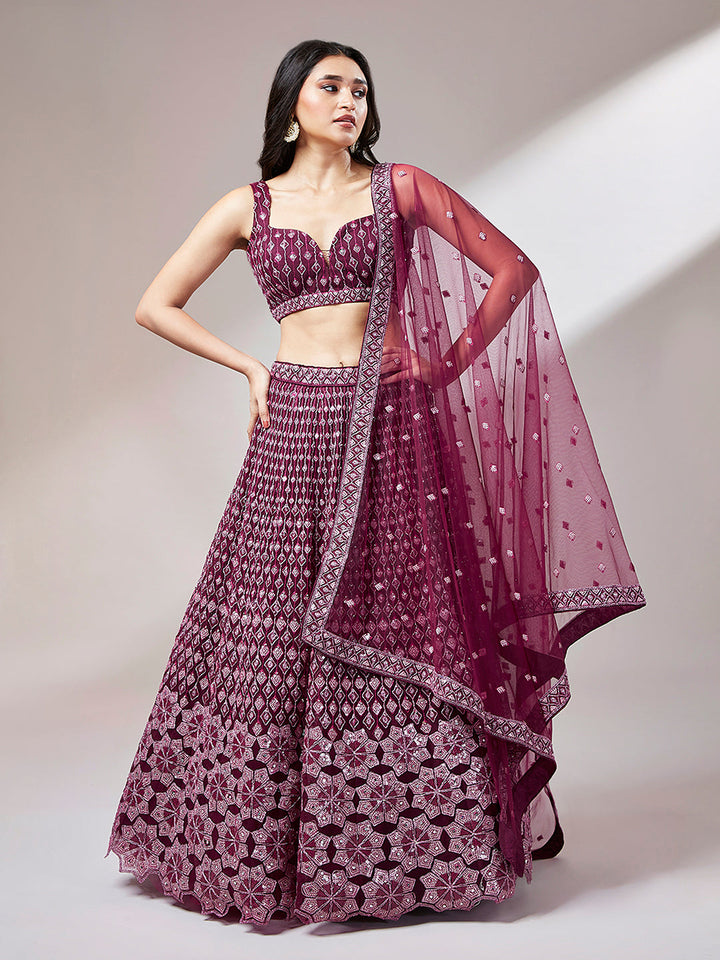 Heavy Sequins Embroidered Net Stitched Lehenga choli