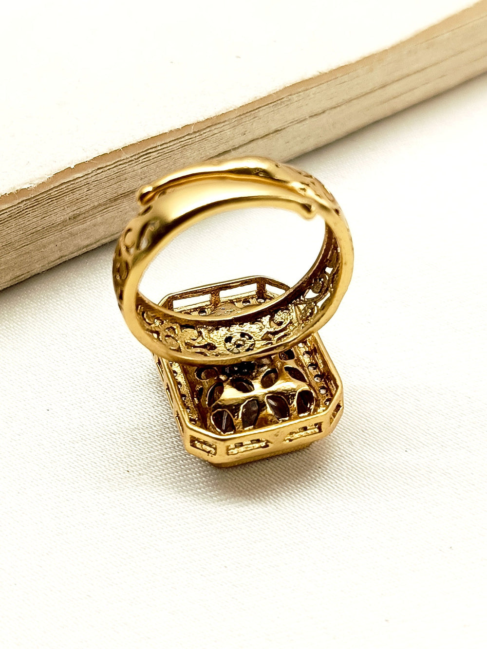 Beautiful Kaaviya White Kundan Finger Ring with intricate detailing and timeless elegance